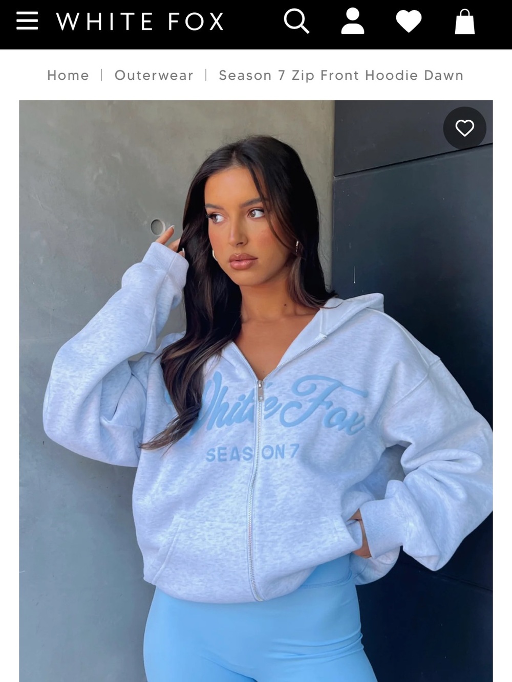 White Fox Boutique Light Blue Zip-Up Script Hoodie